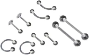 New 2026 10Pcs/Set Fashion Transparent Acrylic Tongue Ring Barbell Eyebrow Belly Nose Lips Piercing Body Jewelry Trendy Accessories Creative Gift