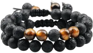 New 2026 2Pc/Set Couple Distance Beaded Bracelet 8Mm Natural Stone Tiger Eye Black Lava Bracelets For Women Prayer Jewelry Fashion Trendy Accessories Creative Gift