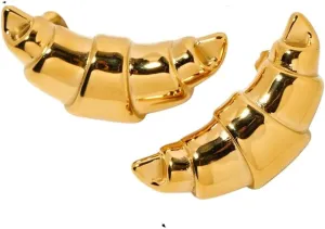 New 2026 Arrive 18K Gold Plated Stainless Smooth Oversized Croissant Wrap Earrings Tarnish-Proof Light Luxury Women Ear Jewelry Fashion Trendy Accessories Creative Gift
