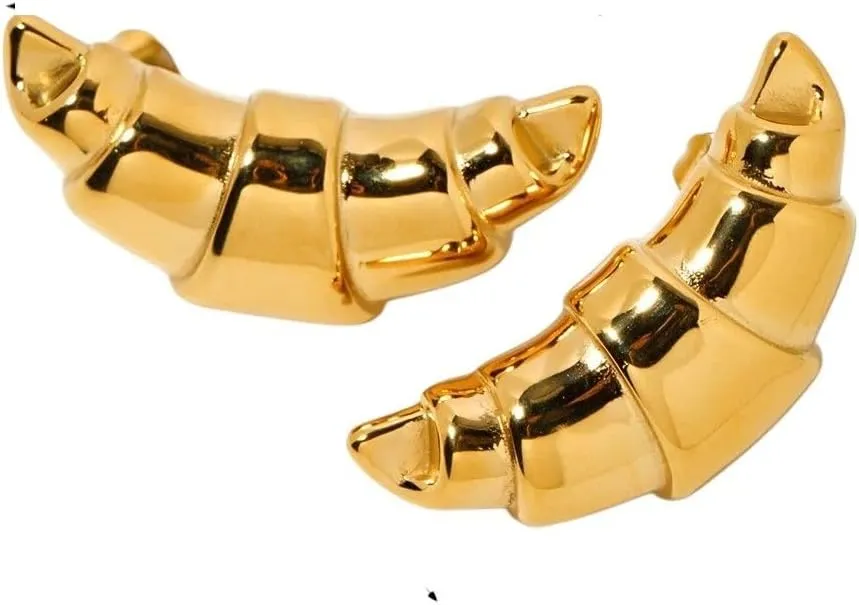 New 2026 Arrive 18K Gold Plated Stainless Smooth Oversized Croissant Wrap Earrings Tarnish-Proof Light Luxury Women Ear Jewelry Fashion Trendy Accessories Creative Gift