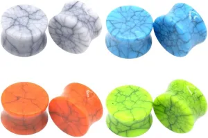 New 2026 Arrive 2Pcs Men Women Crack Acrylic Imitation Stone Ear Plugs Tunnels Expander Stretcher Gauges Earring Piercing Body Jewelry Fashion Trendy Accessories Creative Gift