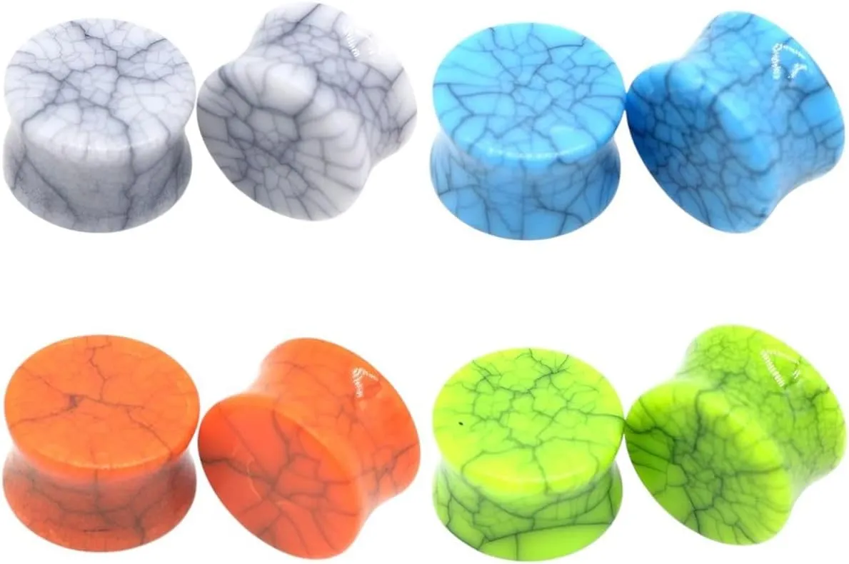 New 2026 Arrive 2Pcs Men Women Crack Acrylic Imitation Stone Ear Plugs Tunnels Expander Stretcher Gauges Earring Piercing Body Jewelry Fashion Trendy Accessories Creative Gift