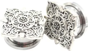 New 2026 Arrive 2Pcs Stainless Flower Leaf Sun Star Gear Skull Ear Tunnels Plugs Screw Expander Gauges Body Piercing Jewelry Fashion Trendy Accessories Creative Gift