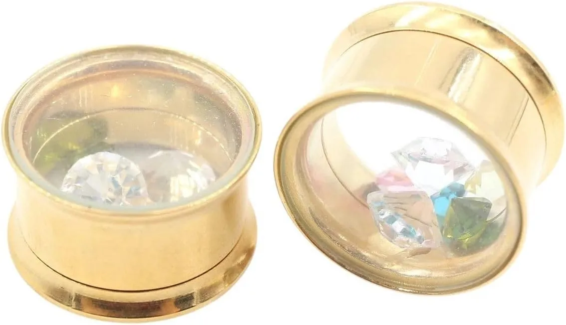 New 2026 Arrive 2Pcs Stainless Glass Mirror Face Crystal Ear Tunnels Plugs Expander Stretcher Flared Gauges Earrings Piercing Body Jewelry Fashion Trendy Accessories Creative Gift
