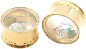 New 2026 Arrive 2Pcs Stainless Glass Mirror Face Crystal Ear Tunnels Plugs Expander Stretcher Flared Gauges Earrings Piercing Body Jewelry Fashion Trendy Accessories Creative Gift