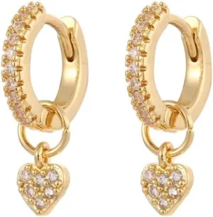 New 2026 Arrive Gold Plated Heart Earrings Set For Women Zircon Ear Cuff Women's Stud Hoop Drop Dangle Jewelry Fashion Trendy Accessories Creative Gift