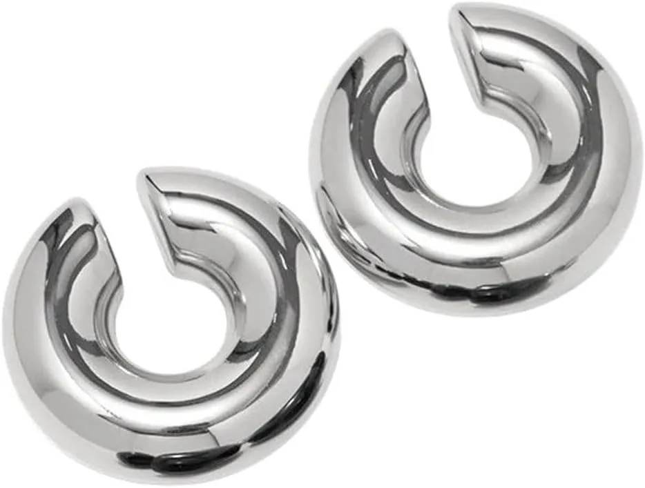New 2026 Arrive Punk Gold Plated Stainless Chunky Ear Cuff Clip Earrings For Women Exaggerated Thick Round Jewelry Gift Fashion Trendy Accessories Creative