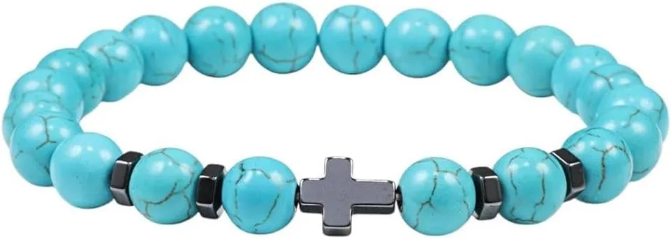 New 2026 Cross Charm Bracelet For Men Women Handmade Beaded Natural Tiger Eye Bracelets Yoga Prayer Jewelry Gift Trendy Accessories Creative