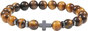 New 2026 Prayer Men Natural Stone Wood Beads Rosary Cross Bracelets Onyx Meditation Bracelet Women Yoga Decoration Jewelry Luxury With For You Accessories Trendy Creative Best Gift