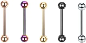 New 2026 Unisex 5Pc/Set Stainless Steel Heart Shaped Tongue Ring Barbell Piercing Cute Bar Ear Tragus Studs Labret Body Jewelry Findings Fashion Trendy Accessories Creative Gift for Women and Men