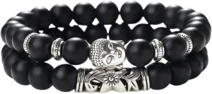 New 2026 Unisex Buddhist Buddha Head Prayer Bracelet Set Tiger Eye Black Volcanic Natural Stone Beads Unisex Men&Bangle Women Jewelry Fashion Trendy Accessories Creative Gift for Women and Men