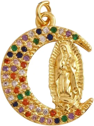 New 2026 Unisex Holy Religious Style Virgin Mary Jesus Geometry Charm Pendant, 18K Gold Inlaid Zirconia Jewelry Necklace Accessories Supply Decoration Luxury Trendy Best for Gift for Women and Men