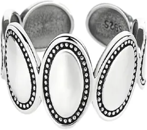 New 2026 Unisex Silver Color Ellipse Geometric Open Ring for Women Couple Personality Fashion Creative Design Vintage Party Jewelry Gift with You Accessories Trendy for Women and Men