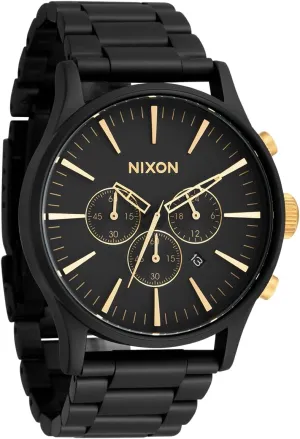 NIXON Sentry Chrono A1390-100m Water Resistant Men's Analog Classic Watch (42mm Watch Face, 23mm-20mm Stainless Steel Band)