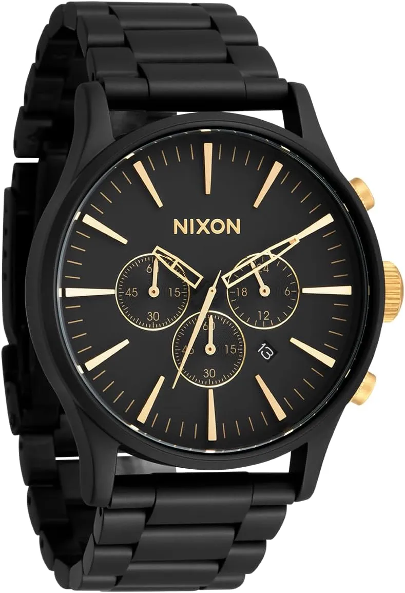 NIXON Sentry Chrono A1390-100m Water Resistant Men's Analog Classic Watch (42mm Watch Face, 23mm-20mm Stainless Steel Band)