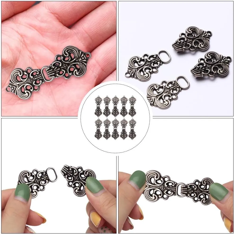 NOLITOY 10 Pieces Vintage Sweater Swirl Clip, Cape Cloak Clips for Dress, Retro Cardigan Buckle Shawl Dress Shirt Button Clip for Girl Women, 1.96 X 0.70 Inch