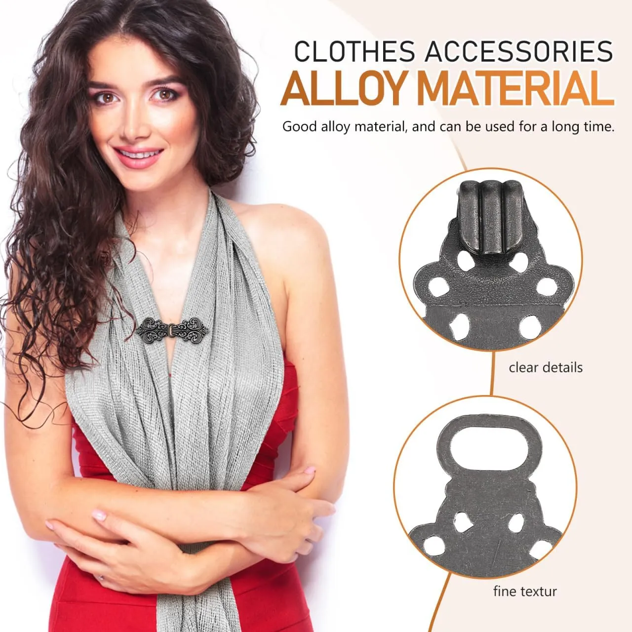 NOLITOY 10 Pieces Vintage Sweater Swirl Clip, Cape Cloak Clips for Dress, Retro Cardigan Buckle Shawl Dress Shirt Button Clip for Girl Women, 1.96 X 0.70 Inch