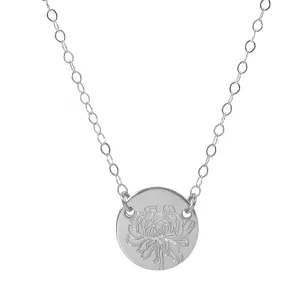 November Birth Flower Necklace for Women, Sterling Silver Chrysanthemum Pendant Necklace, Personalized November Birthday Gift, Personalized Birth Month Flower Jewelry