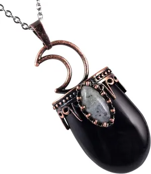 Nupuyai Vintage Healing Crystal Stone Pendant for Women Men, Unique Moon Necklace Oval Labradorite Jewelry Nupuyai Vintage Healing Crystal Stone Pendant for Women Men, Unique Moon Necklace Oval Labradorite Jewelry