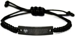 Nurse's Prayer Bracelet,give Me Strength to Face The Day Ahead,Black Rope Bracelet,Heart,Nurse,Nurse Pendant,Engraved Bracelet