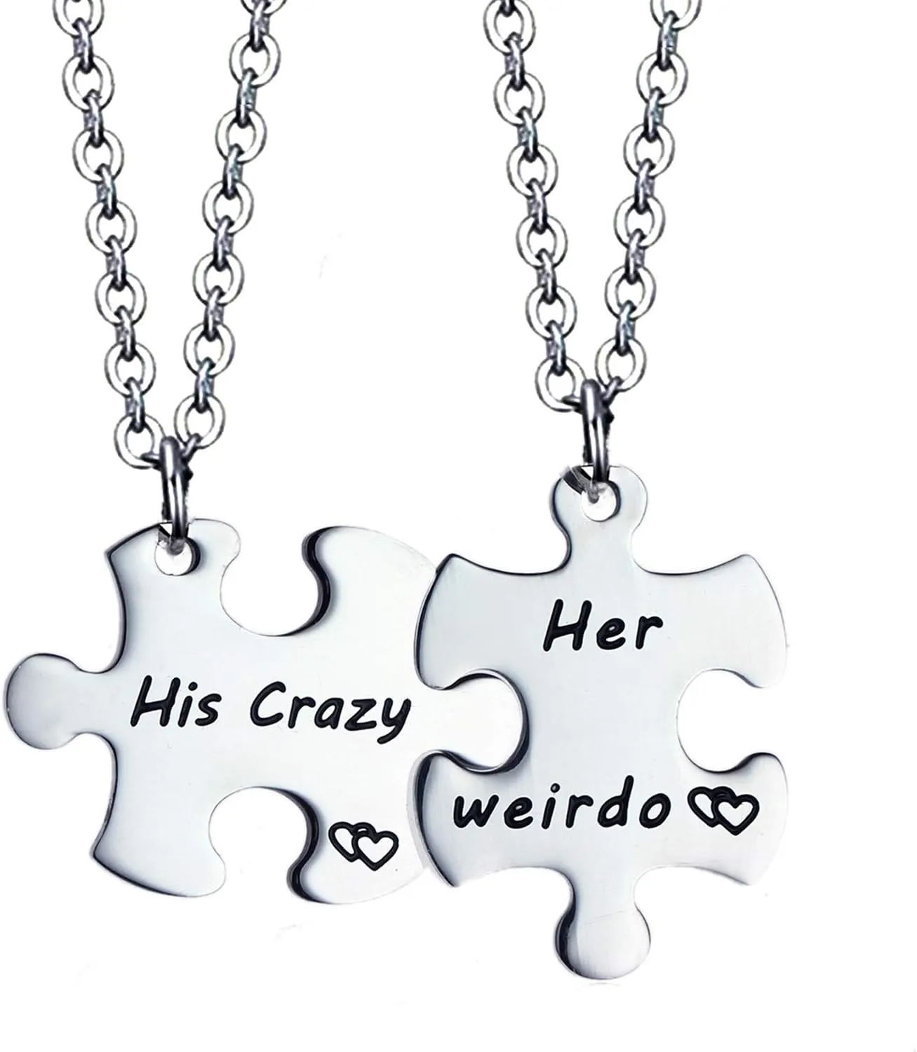 Nzztont His Crazy Her Weirdo Couples Keychains Set, Necklace Set, Personalized Couples Jewelry, for Boyfriend Girlfriend