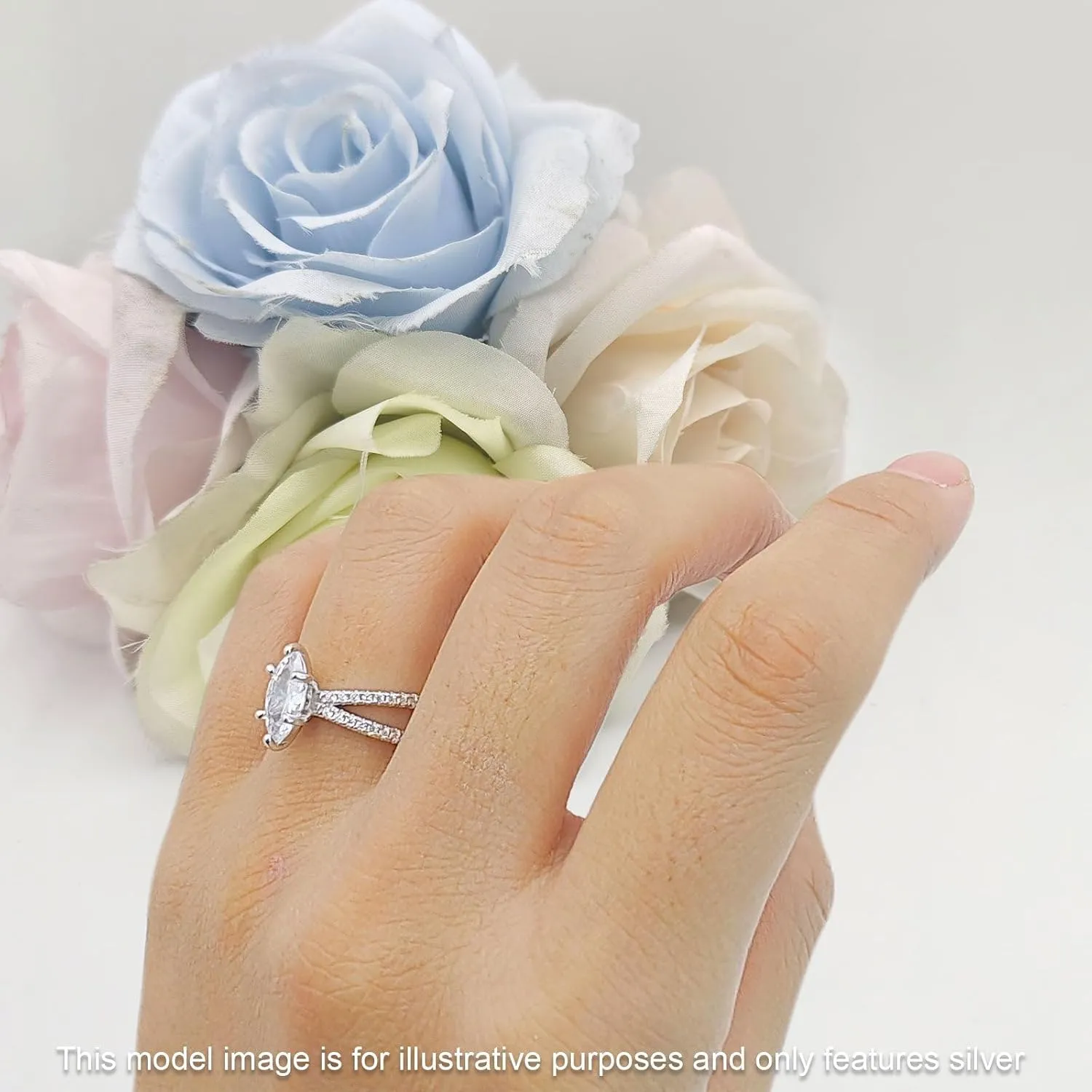 OMRANII Art Deco Marquise Shaped X Ring Split Shank Vintage Style Around Pave Cubic Zirconia Wedding Engagement Ring Solid 925 Sterling Silver
