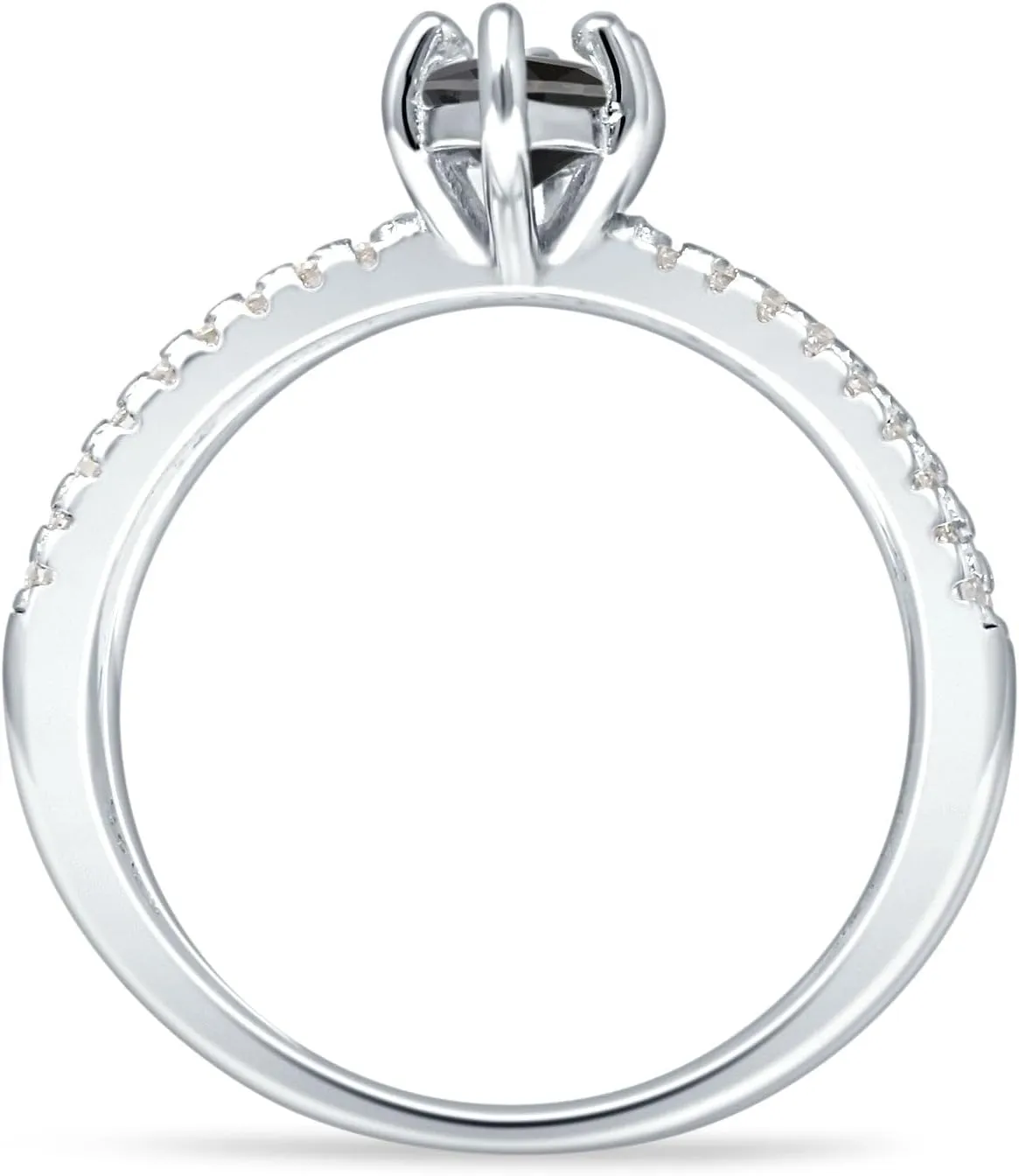 OMRANII Art Deco Marquise Shaped X Ring Split Shank Vintage Style Around Pave Cubic Zirconia Wedding Engagement Ring Solid 925 Sterling Silver