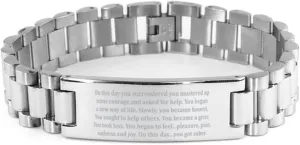 On This Day You surrendered You mustered up Bracelet,Sobriety Gifts for Men Women,Gifts for Sobriety,Sobriety Bracelet,Serenity Prayer,Sober Gifts,Ladder Bracelet