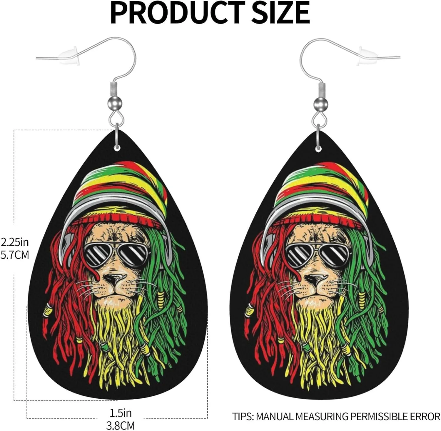 One Love Music Reggae Rasta Earrings For Women Girls Lightweight Teardrop Dangle Earrings Jewelry Gift