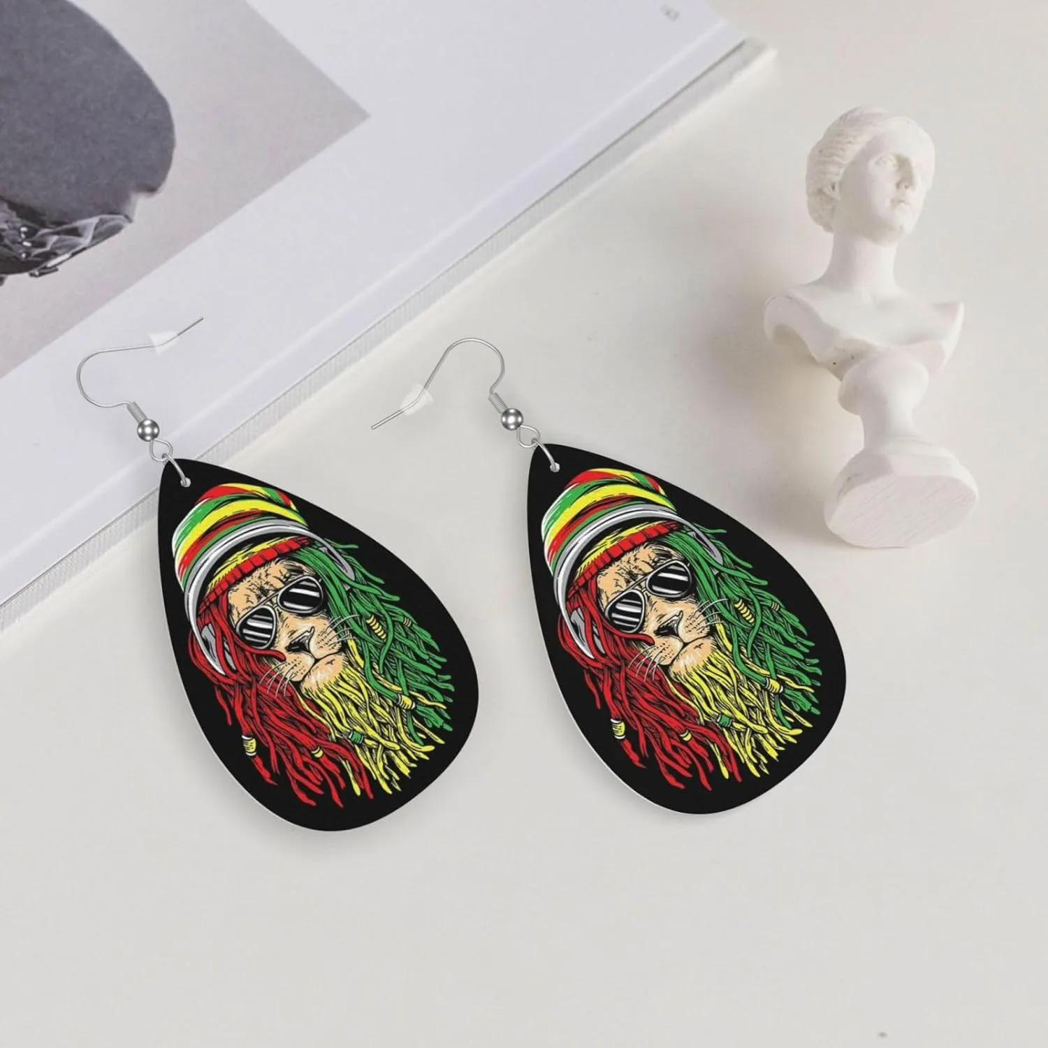 One Love Music Reggae Rasta Earrings For Women Girls Lightweight Teardrop Dangle Earrings Jewelry Gift