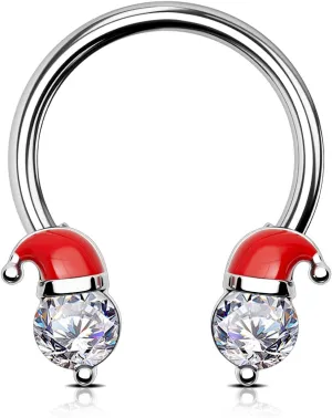 OUFER Christmas Septum Jewelry, Santa Hat Antlers Design Septum Rings 16G, 316L Stainless Steel Septum Piercing, Cartilage Helix Conch Lip Piercing Jewelry 