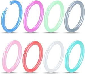 Oveta 8-32PCS 16G/20G Nose Rings Hoop Retainer Colorful Clear Bioflex Acrylic Septum Rings Cartilage Tragus Earrings Piercing Retainer Seamless Ring Hoop 5/16'' or 3/8''