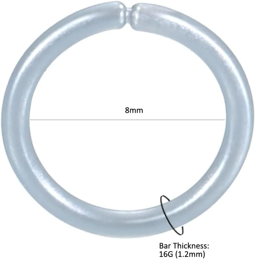 Oveta 8-32PCS 16G/20G Nose Rings Hoop Retainer Colorful Clear Bioflex Acrylic Septum Rings Cartilage Tragus Earrings Piercing Retainer Seamless Ring Hoop 5/16'' or 3/8''