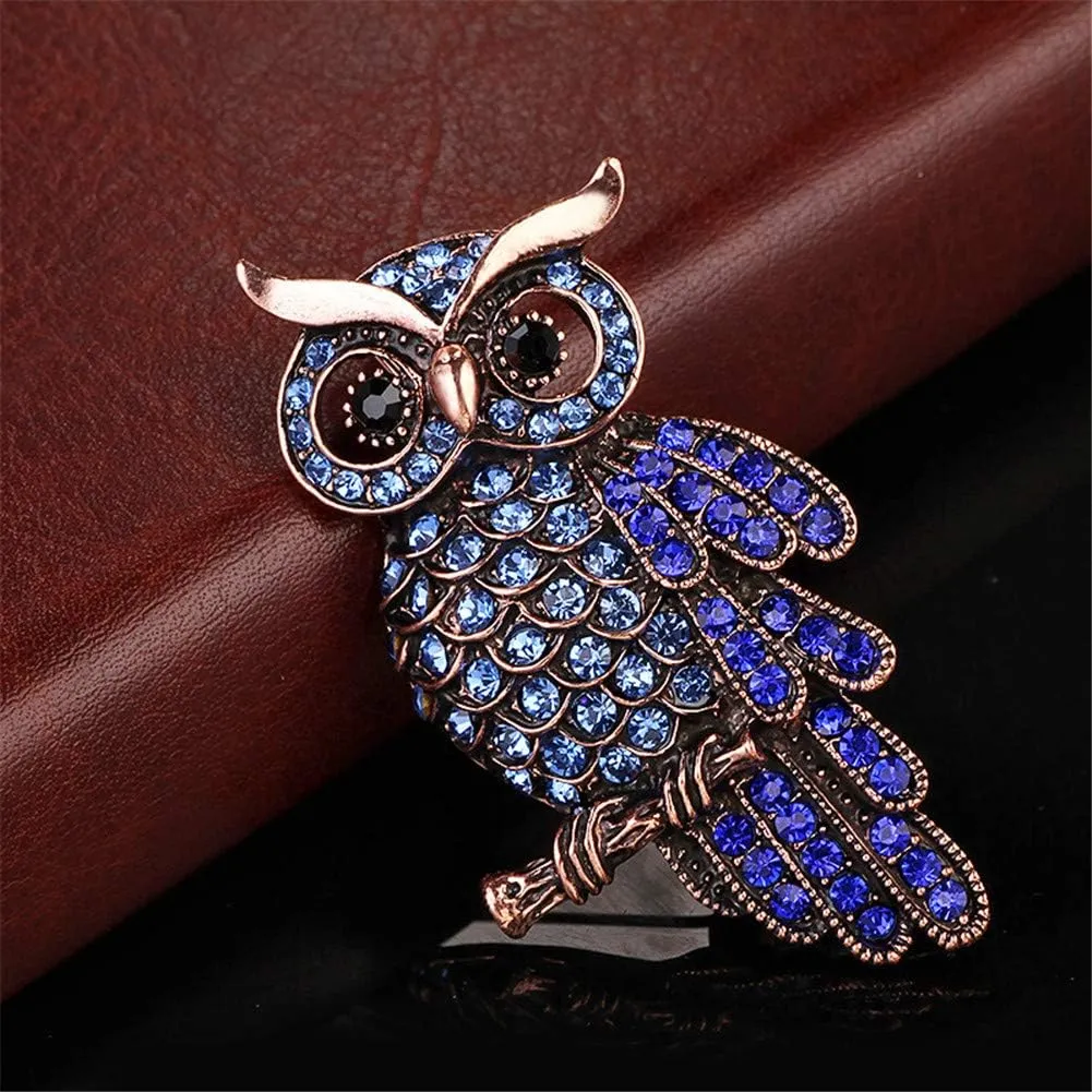 Owl Brooch Pins for Women Crystal Rehinestone Owl Brooches Animal Corsage Lapel Pin Brooch Christmas Enamel Xmas Party Decor Jewelry Gift