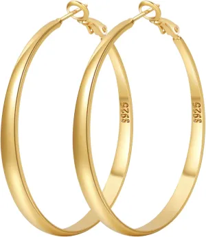 PABBEU Sterling Silver Hoop Earrings for Women - Large Hypoallergenic Thin Oversize Big Hoops - S925 Hypoallergenic