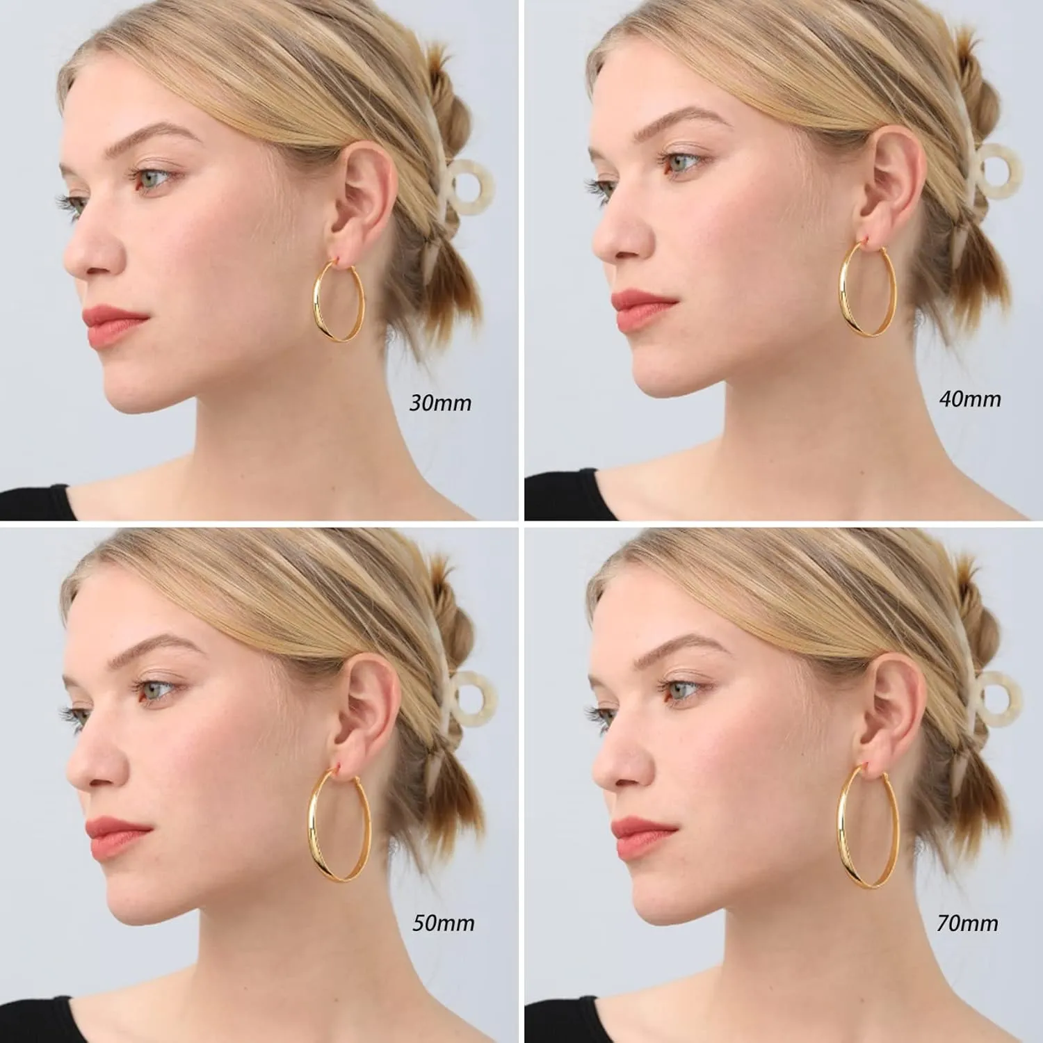 PABBEU Sterling Silver Hoop Earrings for Women - Large Hypoallergenic Thin Oversize Big Hoops - S925 Hypoallergenic