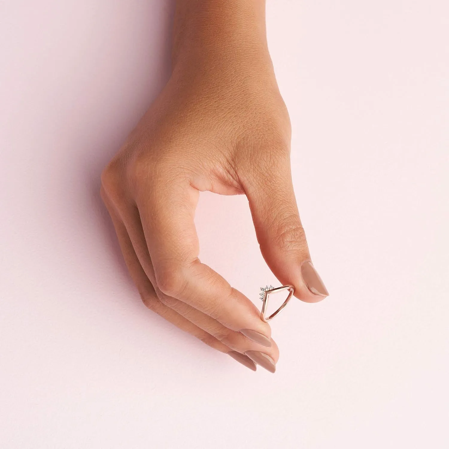 Pandora Tiara Wishbone Ring - Gift for Her - 14k Rose Gold Ring for Women Rose with Clear Cubic Zirconia - Jewelry for Women with Gift Box