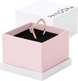 Pandora Tiara Wishbone Ring - Gift for Her - 14k Rose Gold Ring for Women Rose with Clear Cubic Zirconia - Jewelry for Women with Gift Box