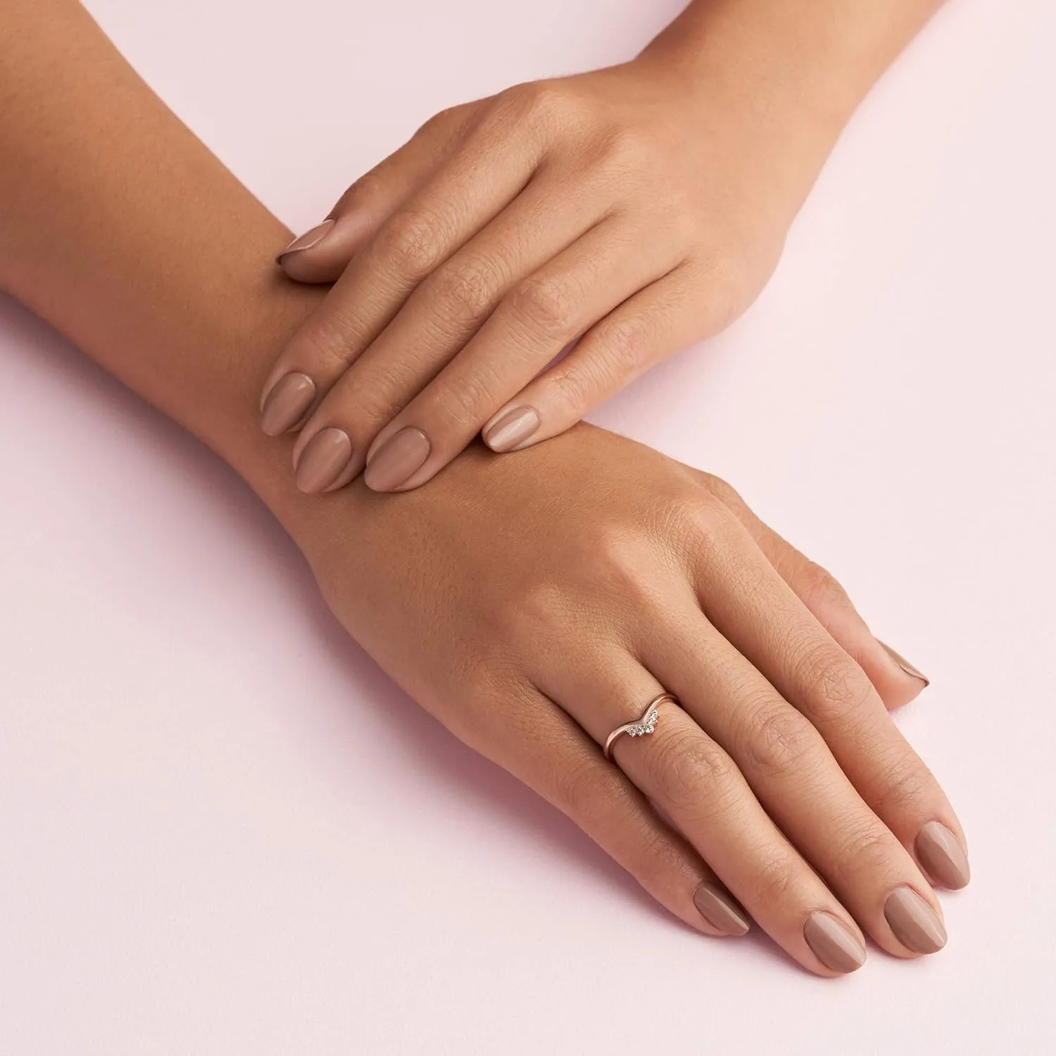 Pandora Tiara Wishbone Ring - Gift for Her - 14k Rose Gold Ring for Women Rose with Clear Cubic Zirconia - Jewelry for Women with Gift Box