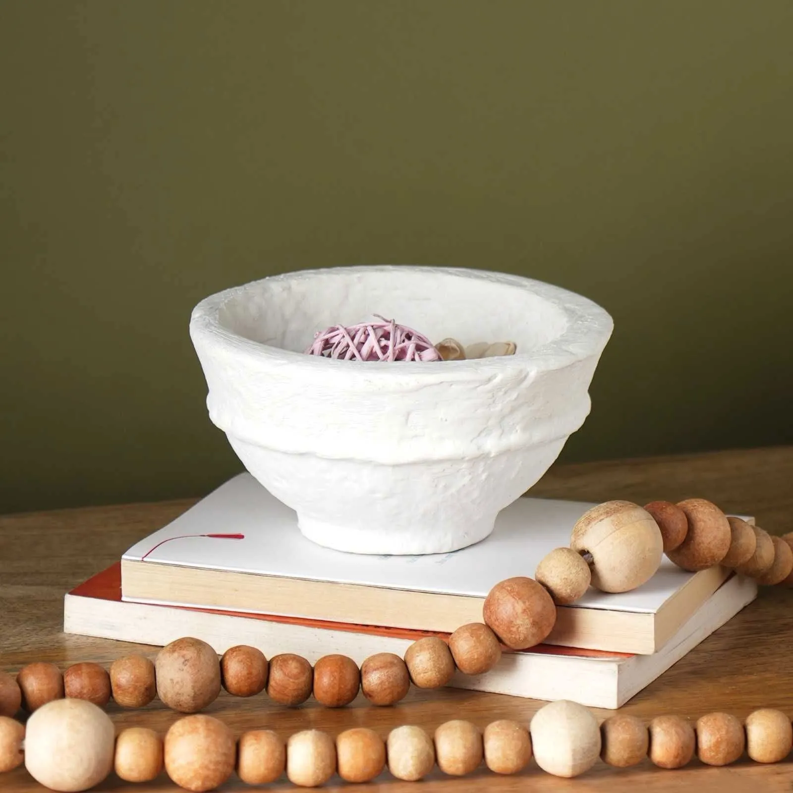 Paper Mache Bowl - white