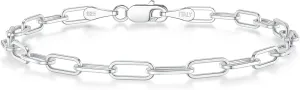 Paperclip Bracelet for Women - Silver Chain Bracelet 3mm Diamond-Cut Sterling Silver Clasp, Minimalist Everyday Thoughtful Jewelry Gift for Her, Mom, Wife, Girlfriend 6.5, 7.0, 7.5, 8.0, 8.5, 9.0 Inches