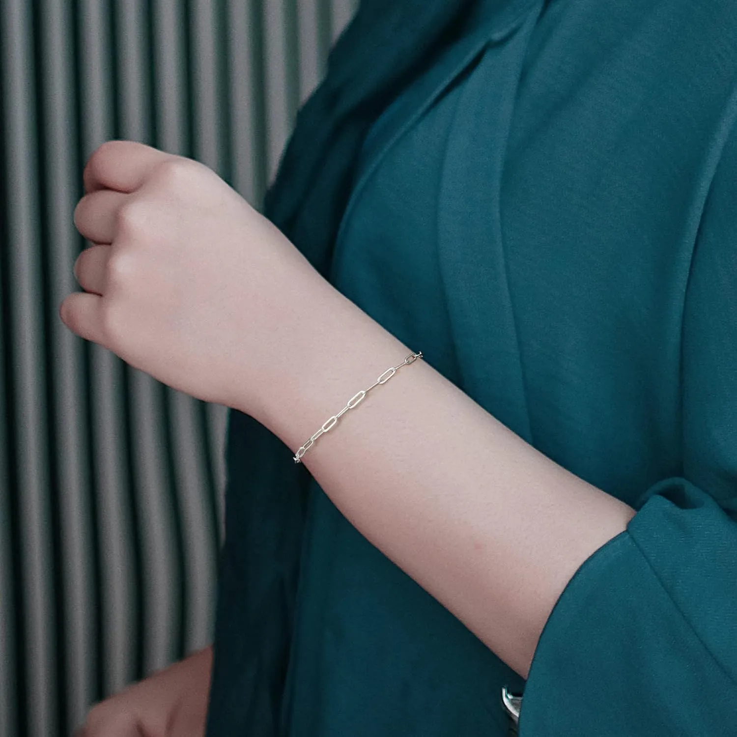 Paperclip Bracelet for Women - Silver Chain Bracelet 3mm Diamond-Cut Sterling Silver Clasp, Minimalist Everyday Thoughtful Jewelry Gift for Her, Mom, Wife, Girlfriend 6.5, 7.0, 7.5, 8.0, 8.5, 9.0 Inches