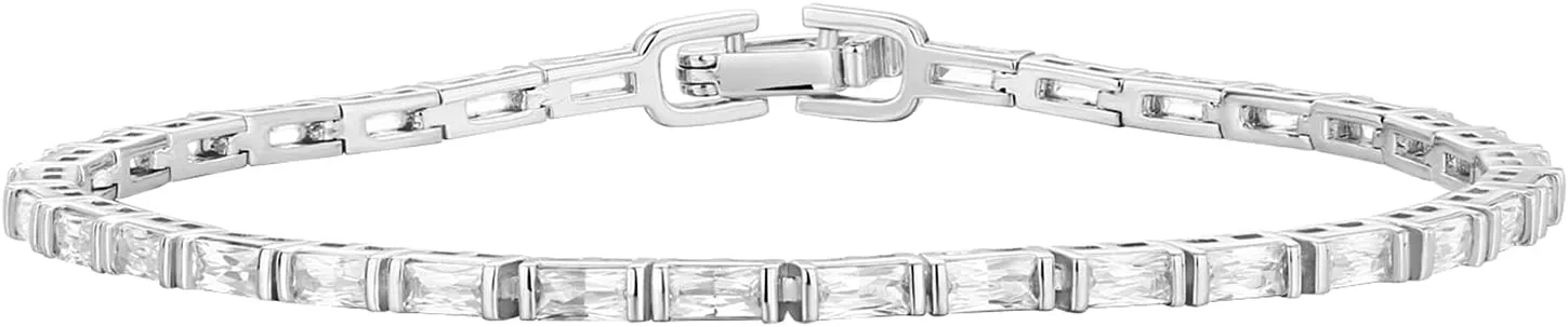 PAVOI 14K Gold Plated CZ Tennis Bracelet For Women | Classic Emerald Cut Simulated Diamond Bracelet