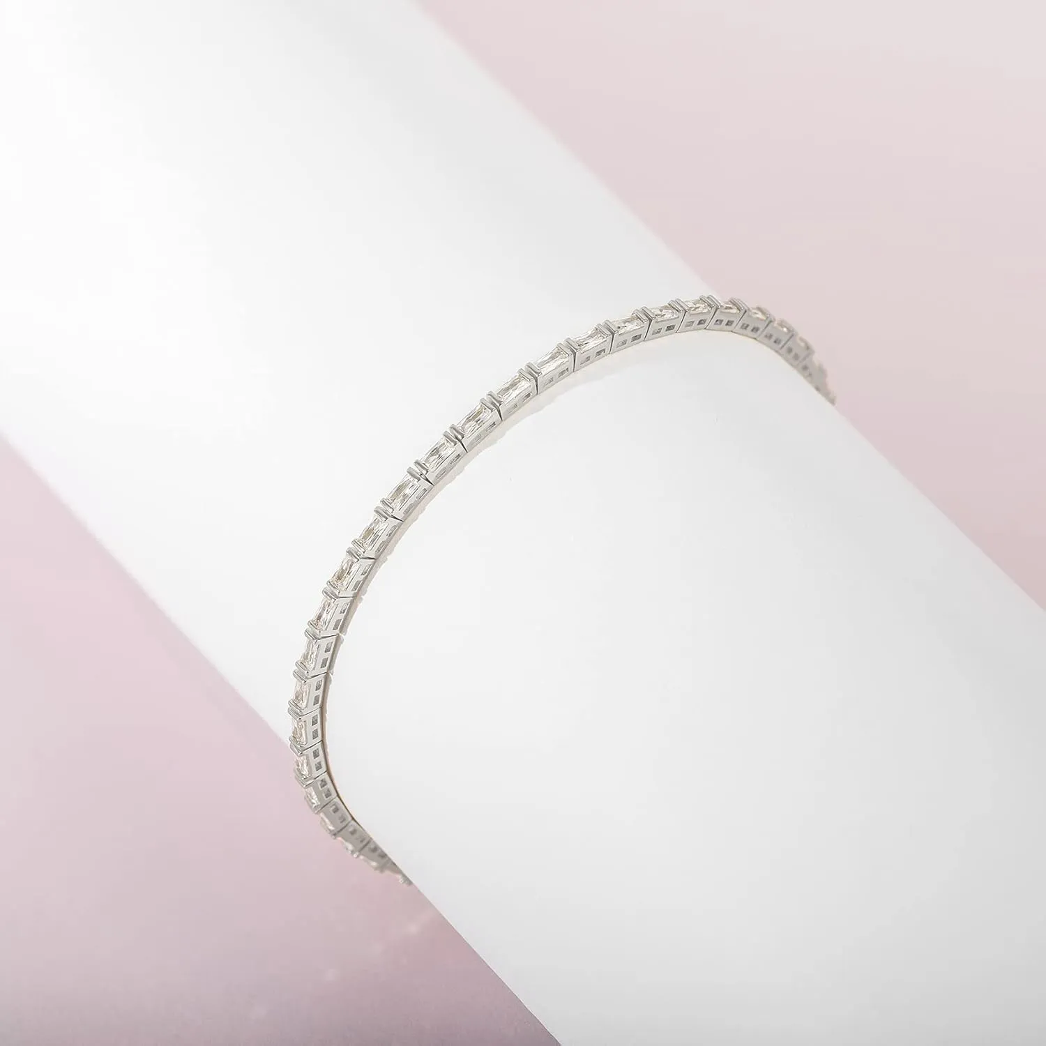 PAVOI 14K Gold Plated CZ Tennis Bracelet For Women | Classic Emerald Cut Simulated Diamond Bracelet