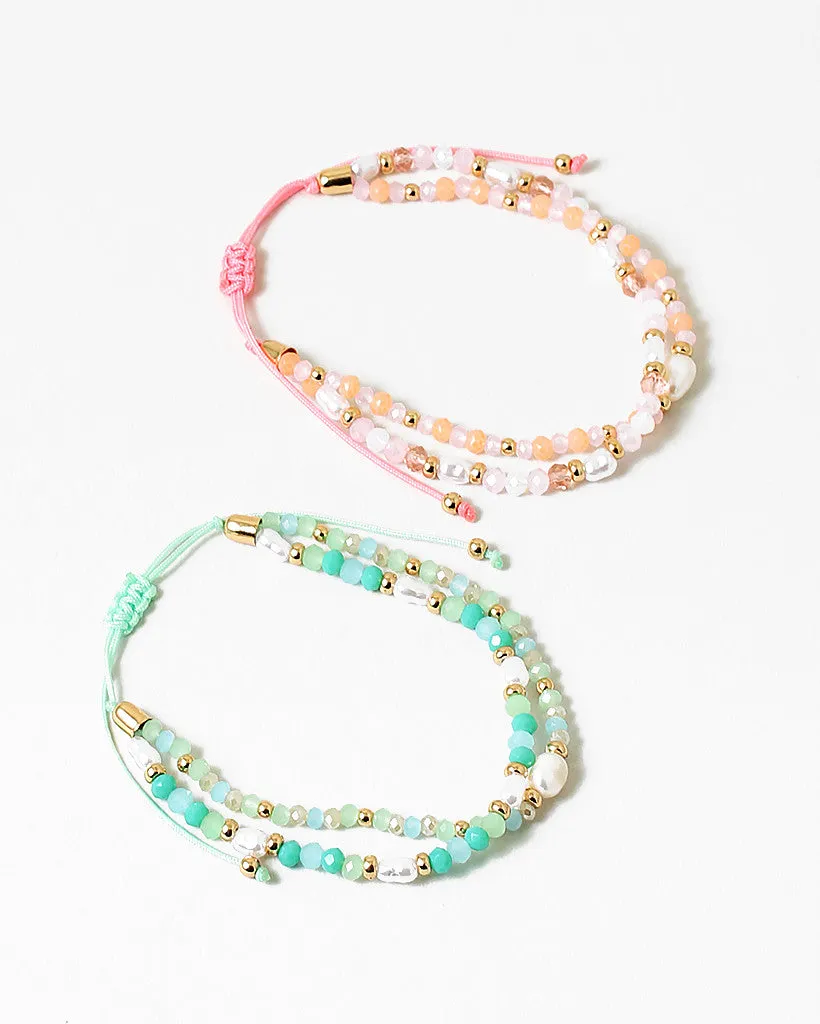 Pearl and Bead Drawstring Bracelet