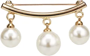 Pearl Fixed Strap Charm Safety Brooch Pin Gold Silver Pearl Brooch Lapel Pin Sweater Cardigan Clip Chain Brooches Jewelry for Women