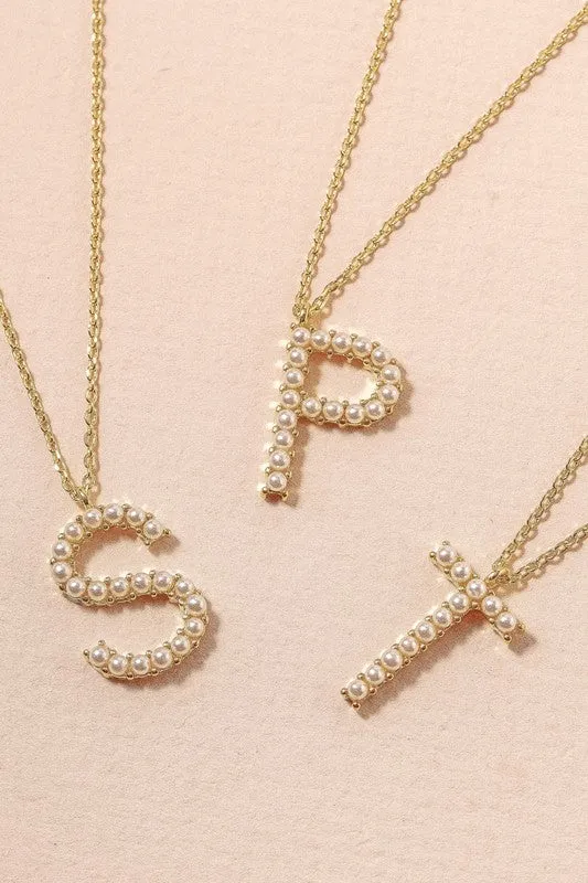 Pearl Initial Letter Necklace