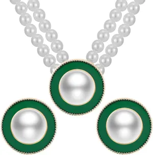 Pearl Jewelry Set for Women,Pearl Necklace and Earring Set for Women Anniversary Birthday Friendship Party Valentine Gif