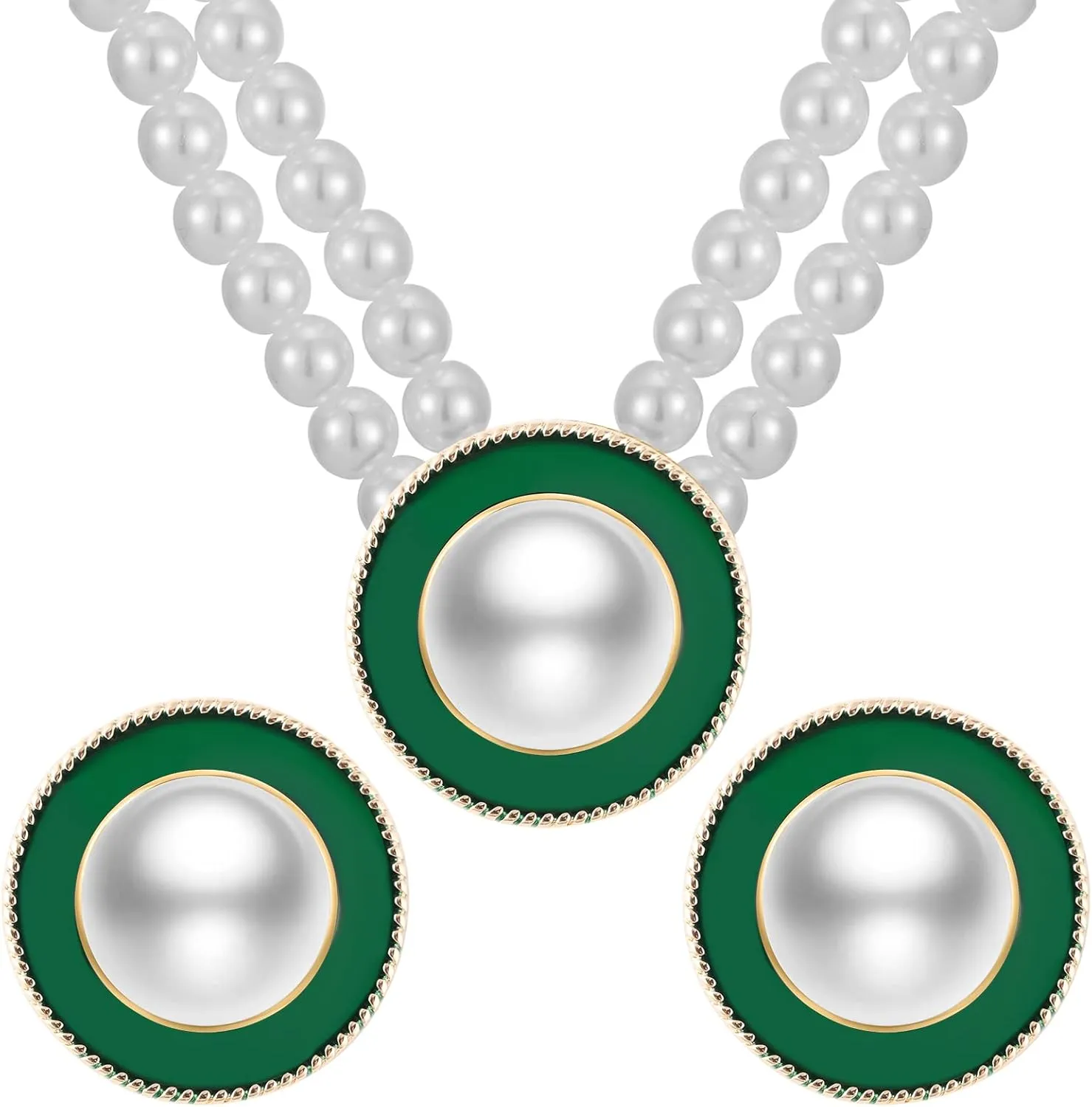 Pearl Jewelry Set for Women,Pearl Necklace and Earring Set for Women Anniversary Birthday Friendship Party Valentine Gif