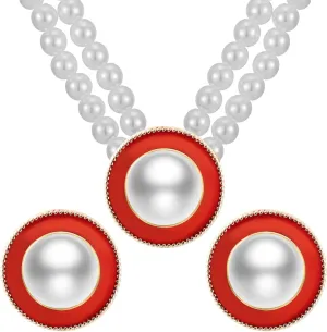 Pearl Jewelry Set for Women,Pearl Necklace and Earring Set for Women Anniversary Birthday Friendship Party Valentine Gif